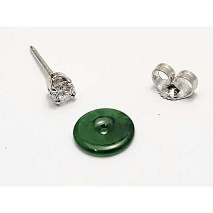 Single 14K White Gold Diamond & Jade Jadeite Stud Earring