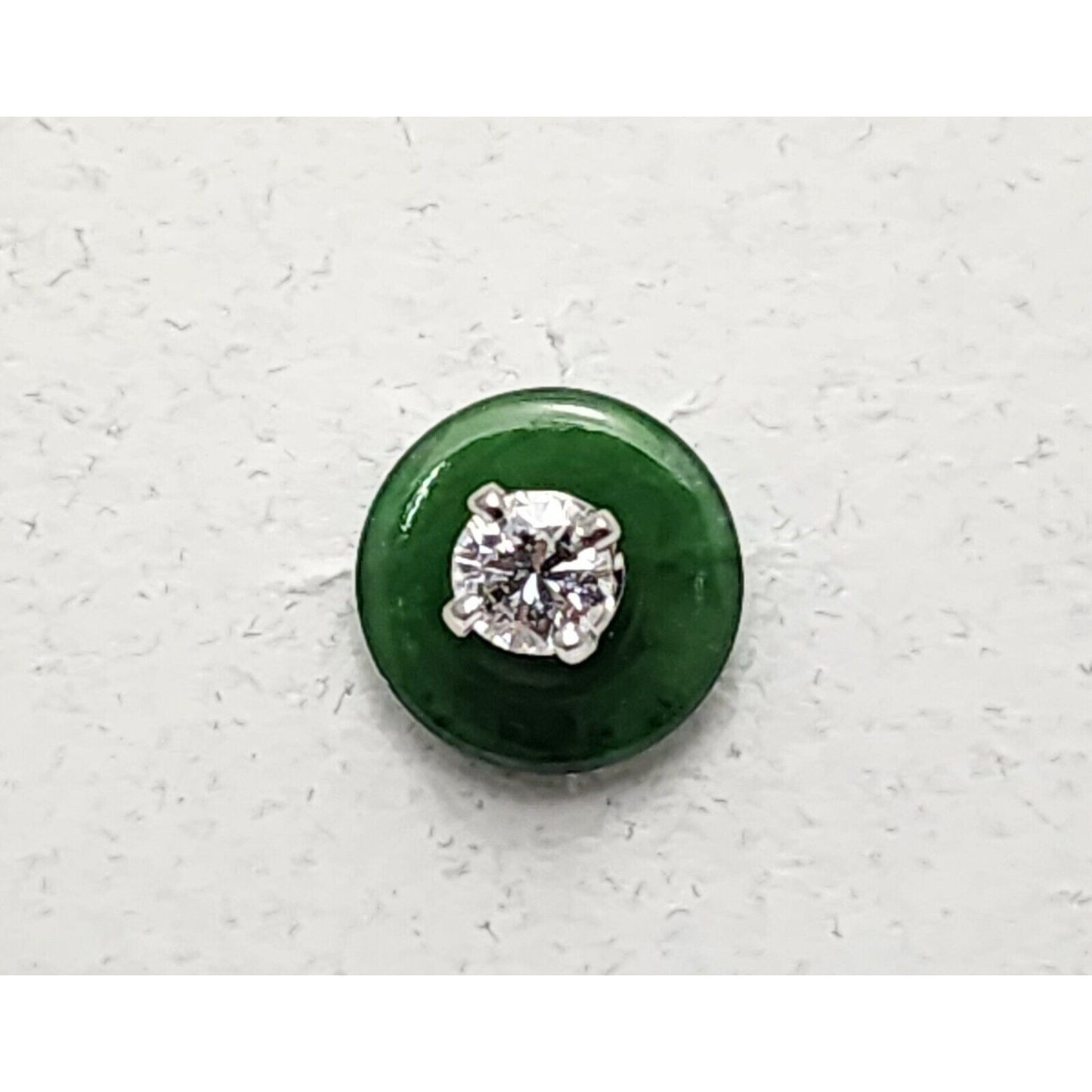 Single 14K White Gold Diamond & Jade Jadeite Stud Earring