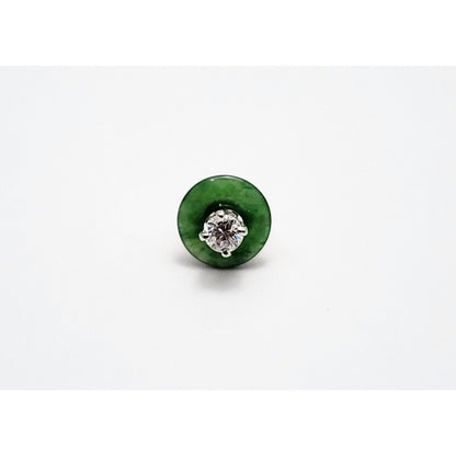 Single 14K White Gold Diamond & Jade Jadeite Stud Earring