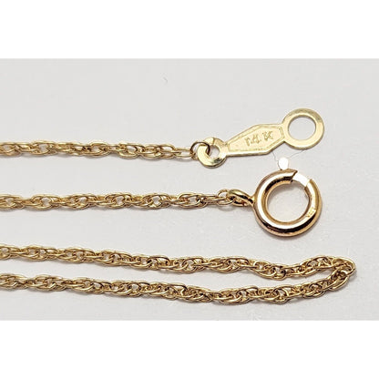 14K Yellow Gold Thin Spiral Rope Chain Necklace