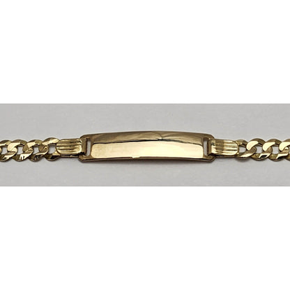 14K Yellow Gold Cuban Link ID Bracelet