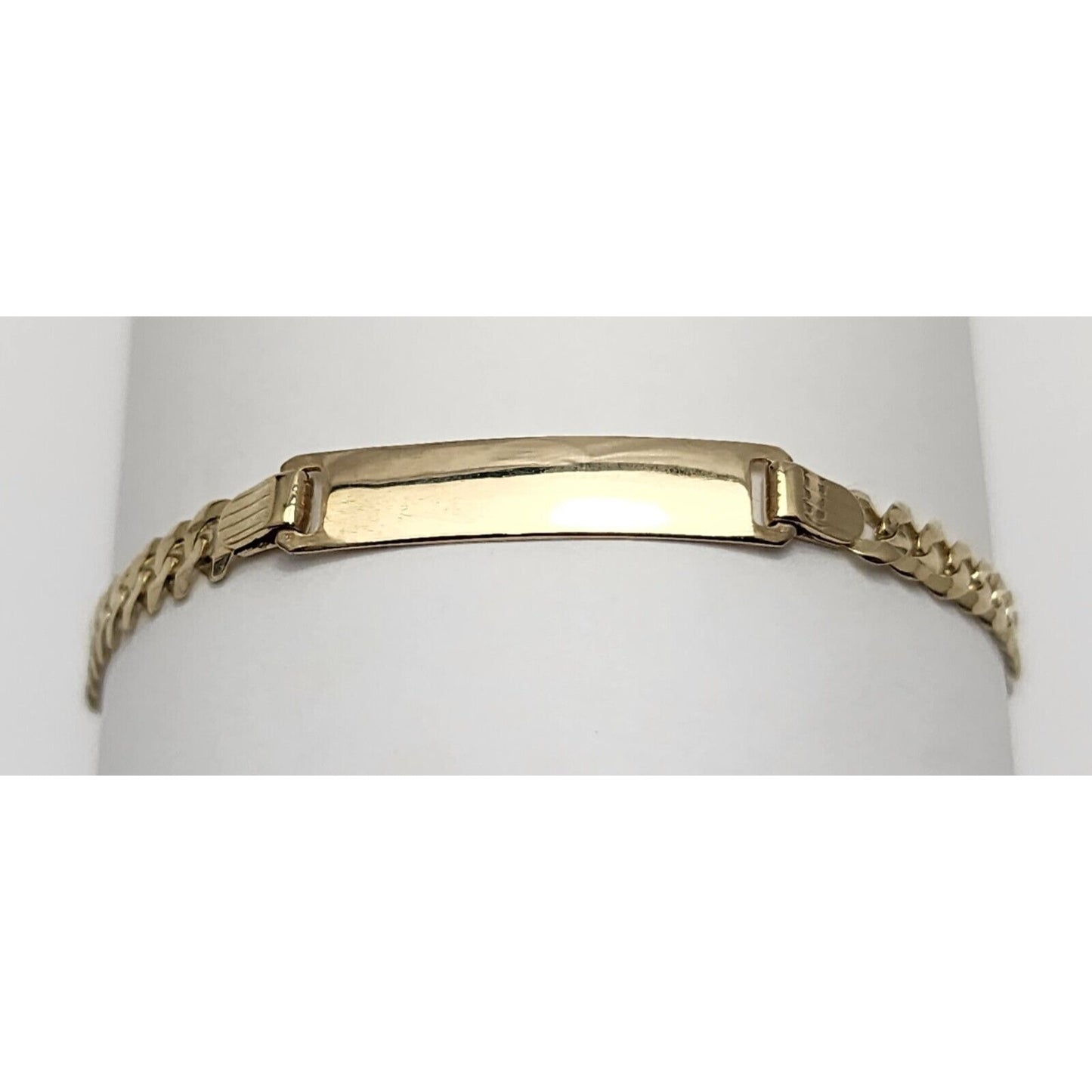 14K Yellow Gold Cuban Link ID Bracelet