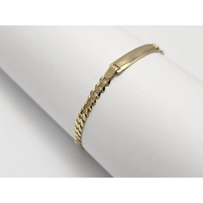 14K Yellow Gold Cuban Link ID Bracelet