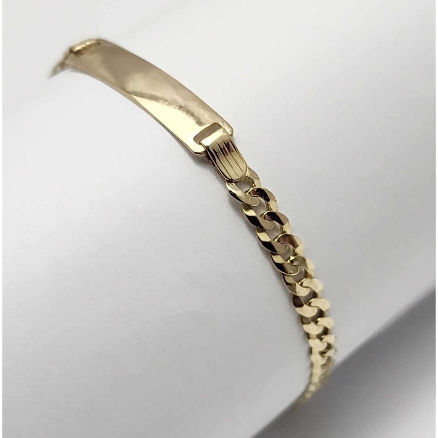 14K Yellow Gold Cuban Link ID Bracelet