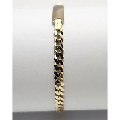 14K Yellow Gold Cuban Link ID Bracelet