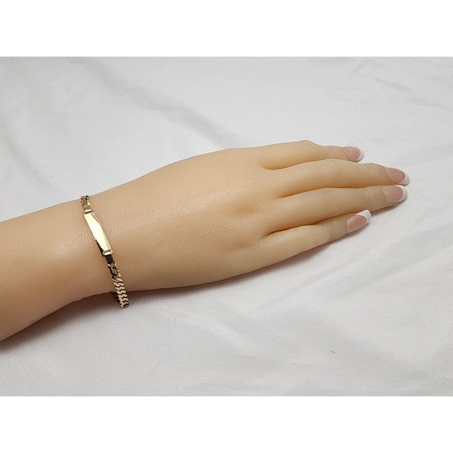 14K Yellow Gold Cuban Link ID Bracelet