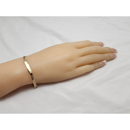 14K Yellow Gold Cuban Link ID Bracelet