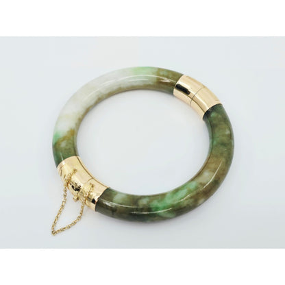 10K Yellow Gold Nephrite Jade Bangle Bracelet