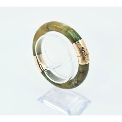 10K Yellow Gold Nephrite Jade Bangle Bracelet