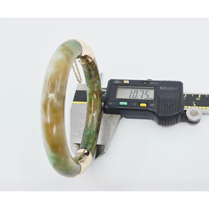10K Yellow Gold Nephrite Jade Bangle Bracelet