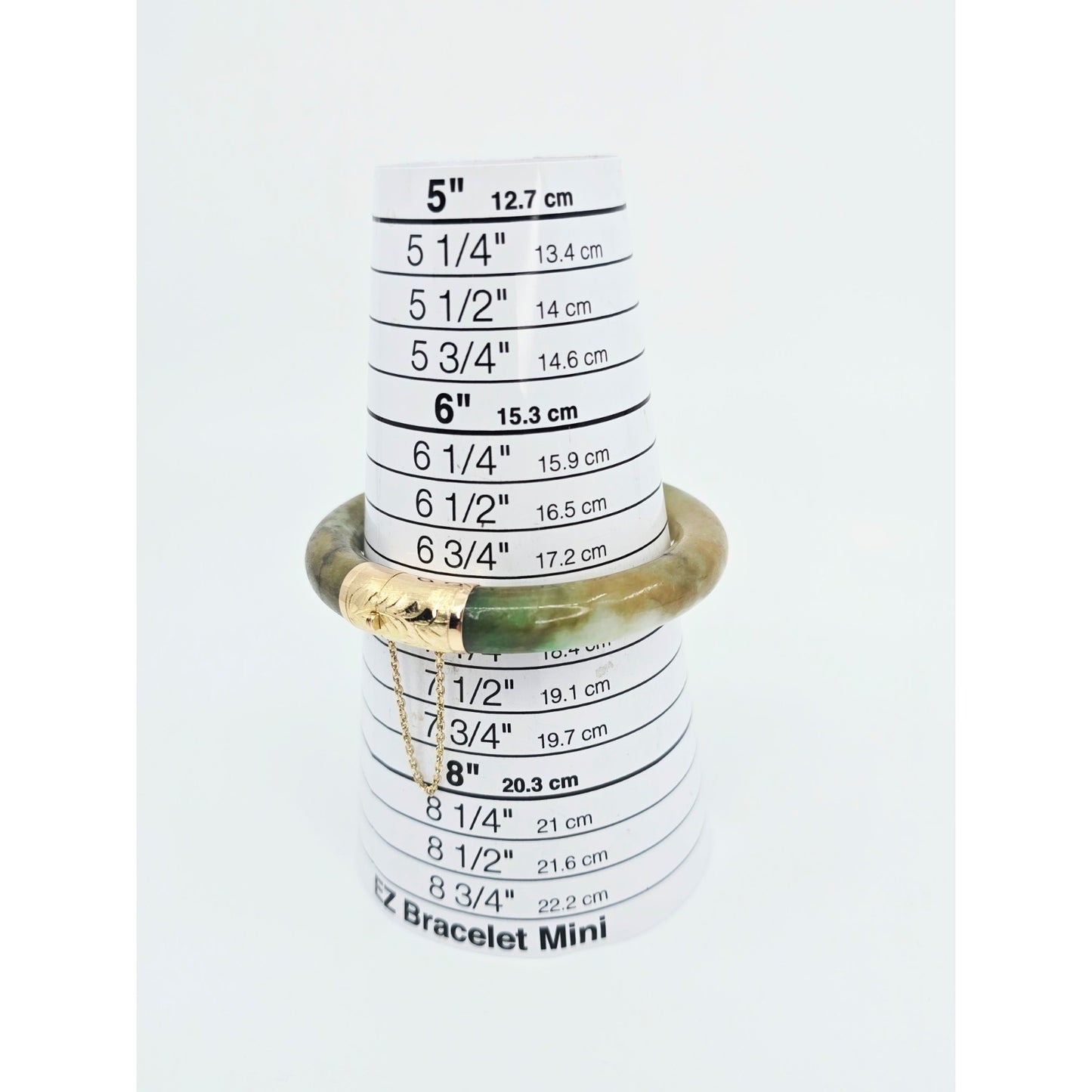 10K Yellow Gold Nephrite Jade Bangle Bracelet