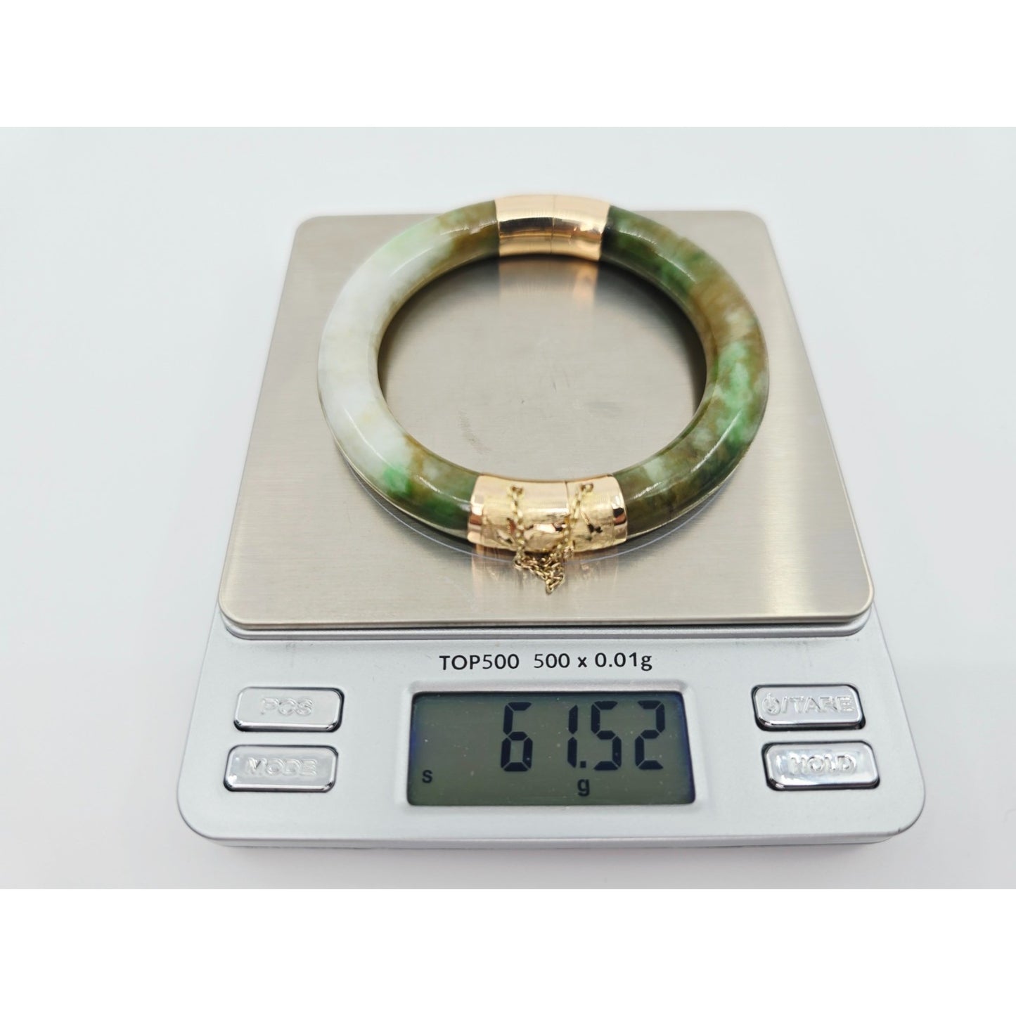 10K Yellow Gold Nephrite Jade Bangle Bracelet