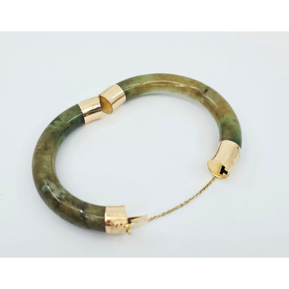 10K Yellow Gold Nephrite Jade Bangle Bracelet