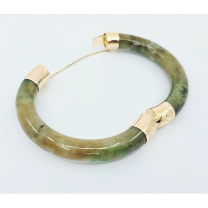 10K Yellow Gold Nephrite Jade Bangle Bracelet
