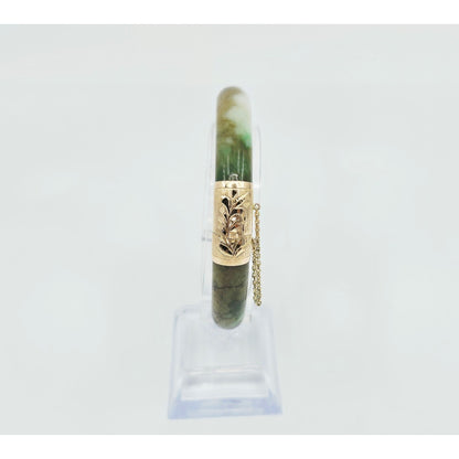 10K Yellow Gold Nephrite Jade Bangle Bracelet