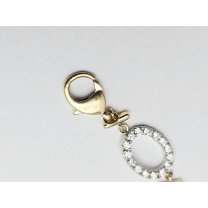 14K Two Tone Gold Oval Link Resizable CZ Bracelet