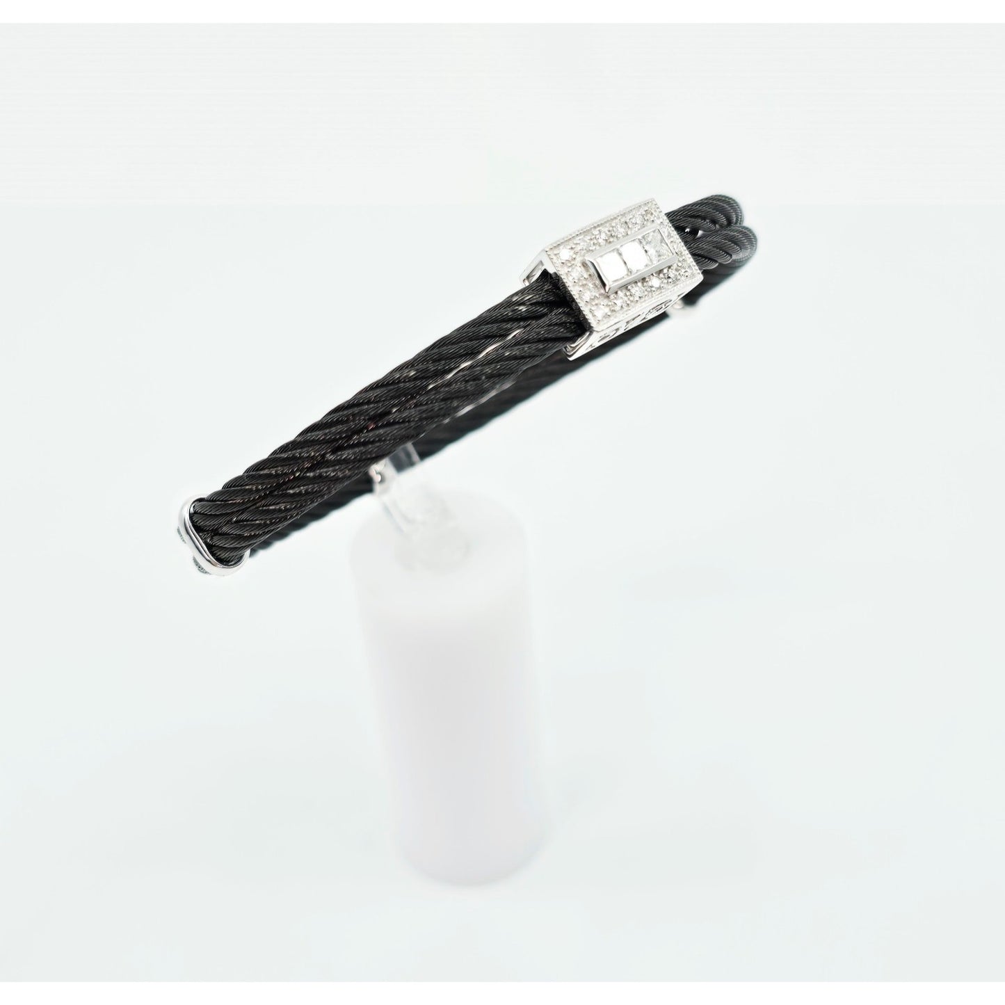 Philippe Charriol 18k White Gold Black Cable Diamond Bracelet