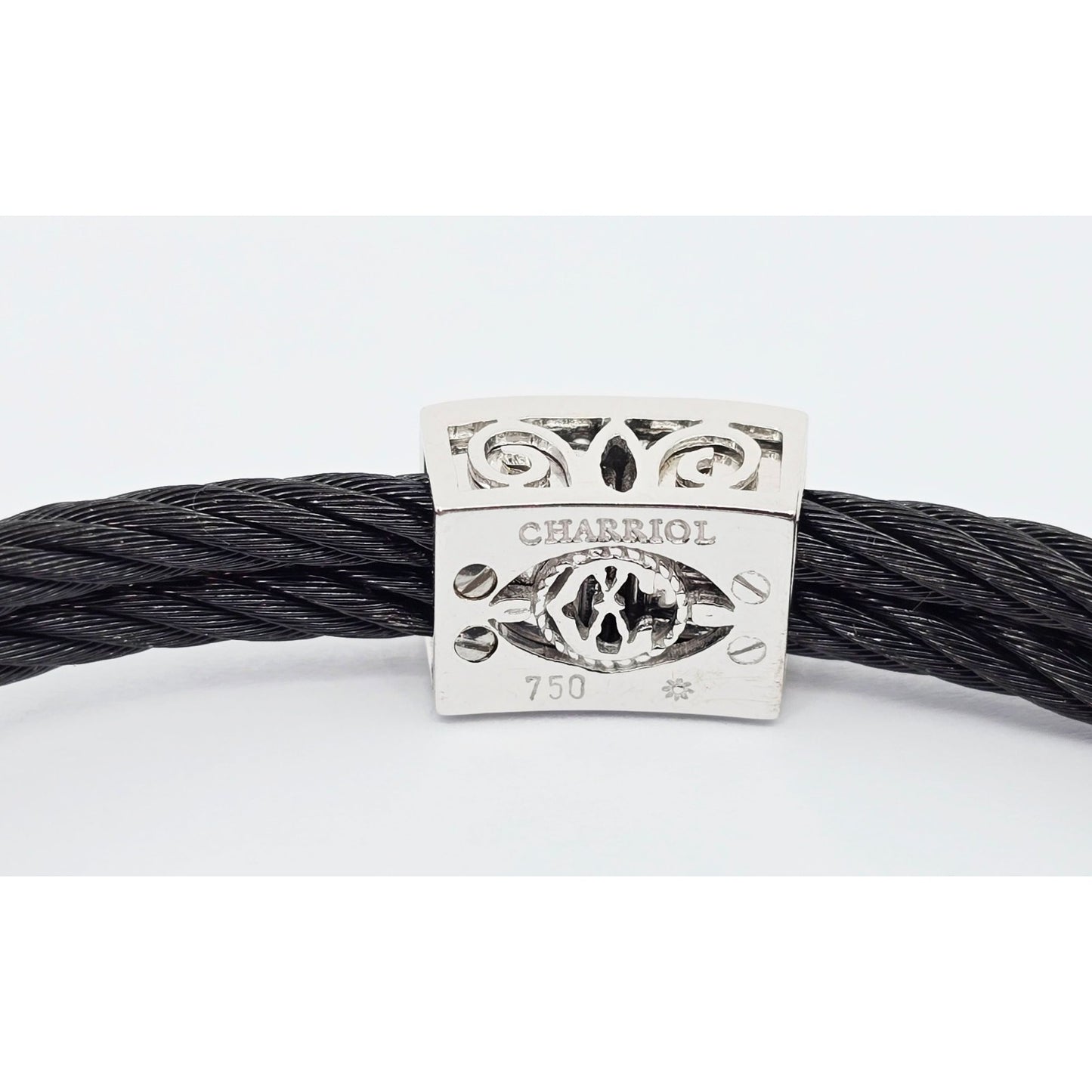 Philippe Charriol 18k White Gold Black Cable Diamond Bracelet