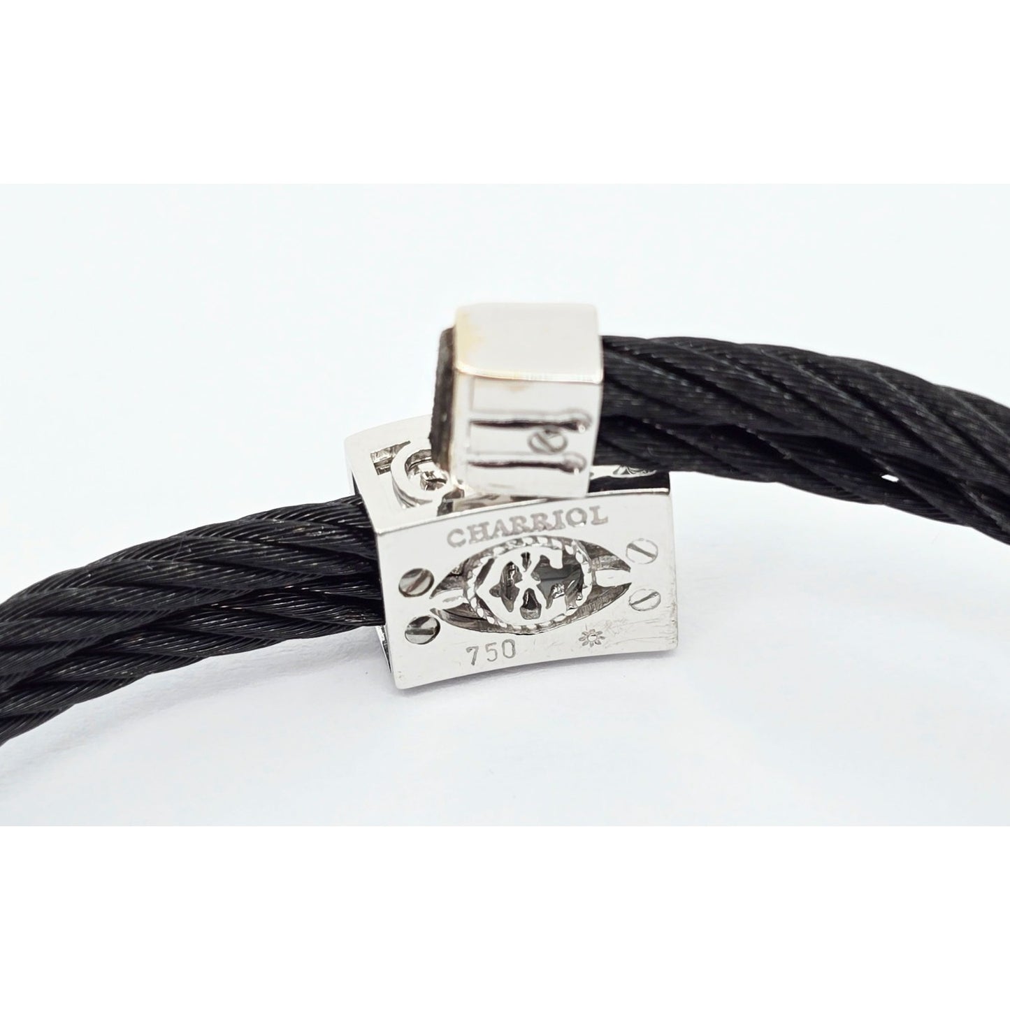 Philippe Charriol 18k White Gold Black Cable Diamond Bracelet