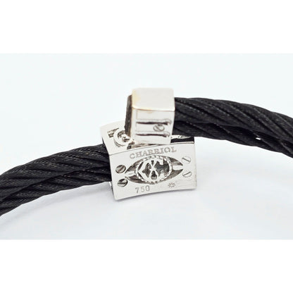Philippe Charriol 18k White Gold Black Cable Diamond Bracelet