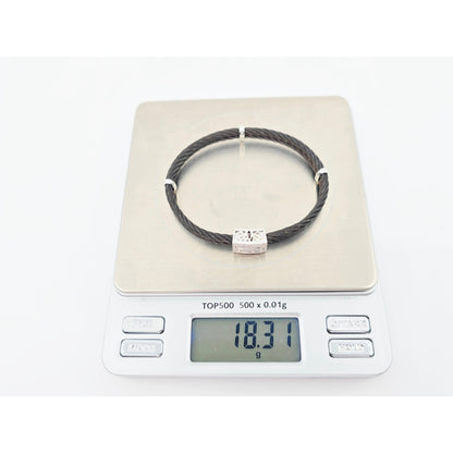 Philippe Charriol 18k White Gold Black Cable Diamond Bracelet