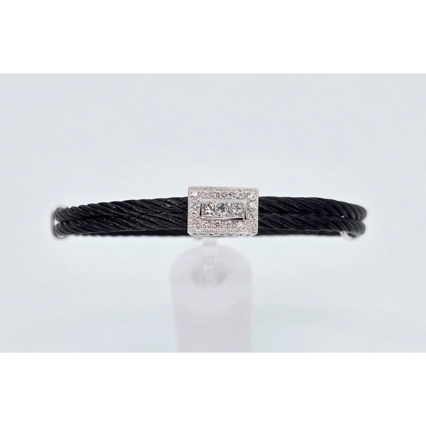 Philippe Charriol 18k White Gold Black Cable Diamond Bracelet