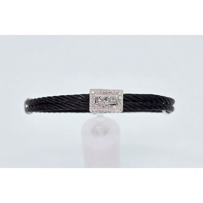 Philippe Charriol 18k White Gold Black Cable Diamond Bracelet