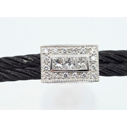 Philippe Charriol 18k White Gold Black Cable Diamond Bracelet