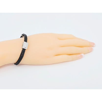 Philippe Charriol 18k White Gold Black Cable Diamond Bracelet