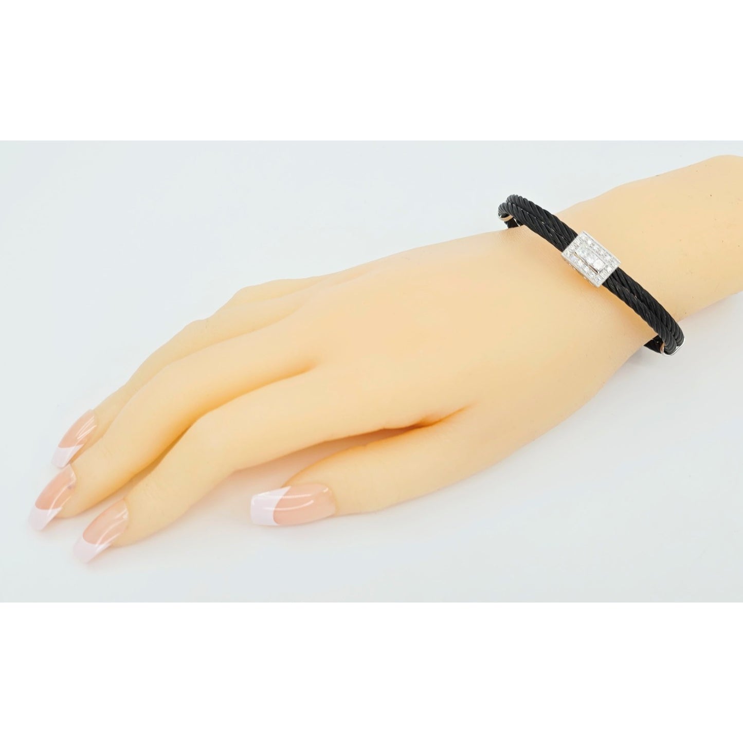 Philippe Charriol 18k White Gold Black Cable Diamond Bracelet