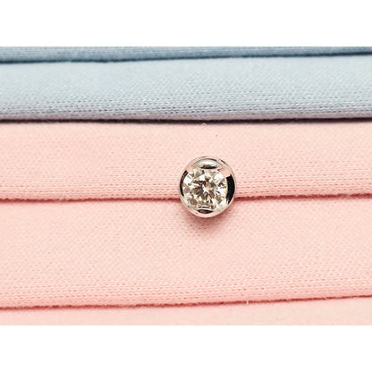 14K White Gold Single Round Cut Diamond Charm Pendant