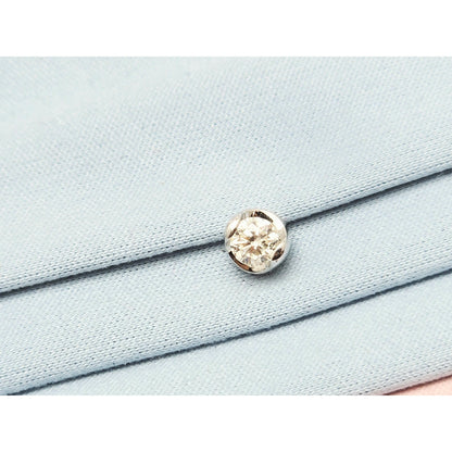 14K White Gold Single Round Cut Diamond Charm Pendant