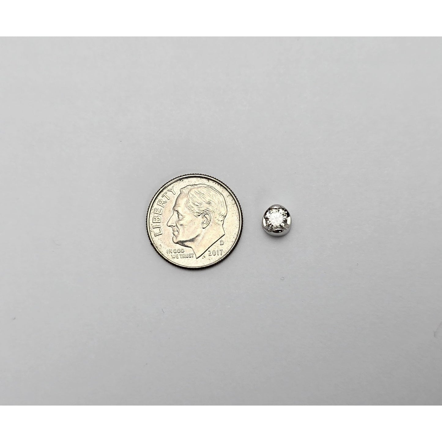 14K White Gold Single Round Cut Diamond Charm Pendant