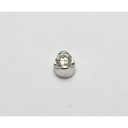 14K White Gold Single Round Cut Diamond Charm Pendant