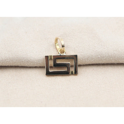 14K Yellow Gold Rectangular Versace Style Charm Pendant