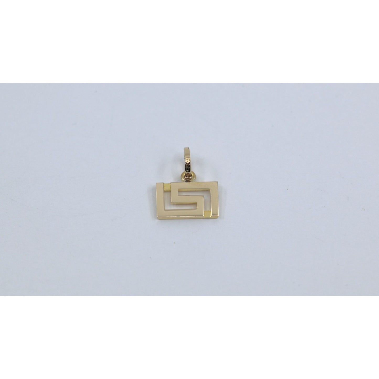 14K Yellow Gold Rectangular Versace Style Charm Pendant