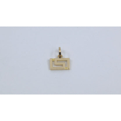 14K Yellow Gold Rectangular Versace Style Charm Pendant