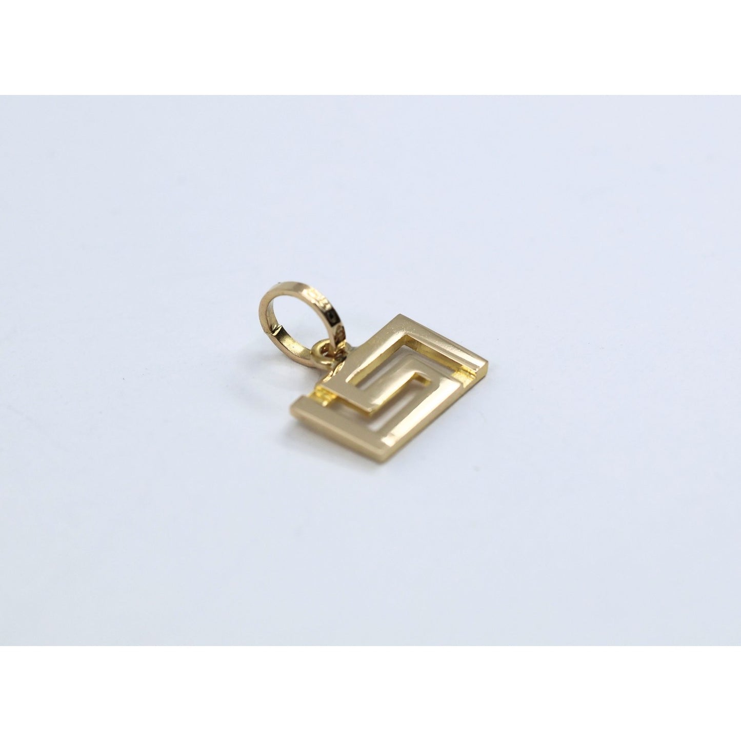 14K Yellow Gold Rectangular Versace Style Charm Pendant