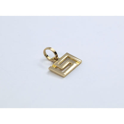 14K Yellow Gold Rectangular Versace Style Charm Pendant