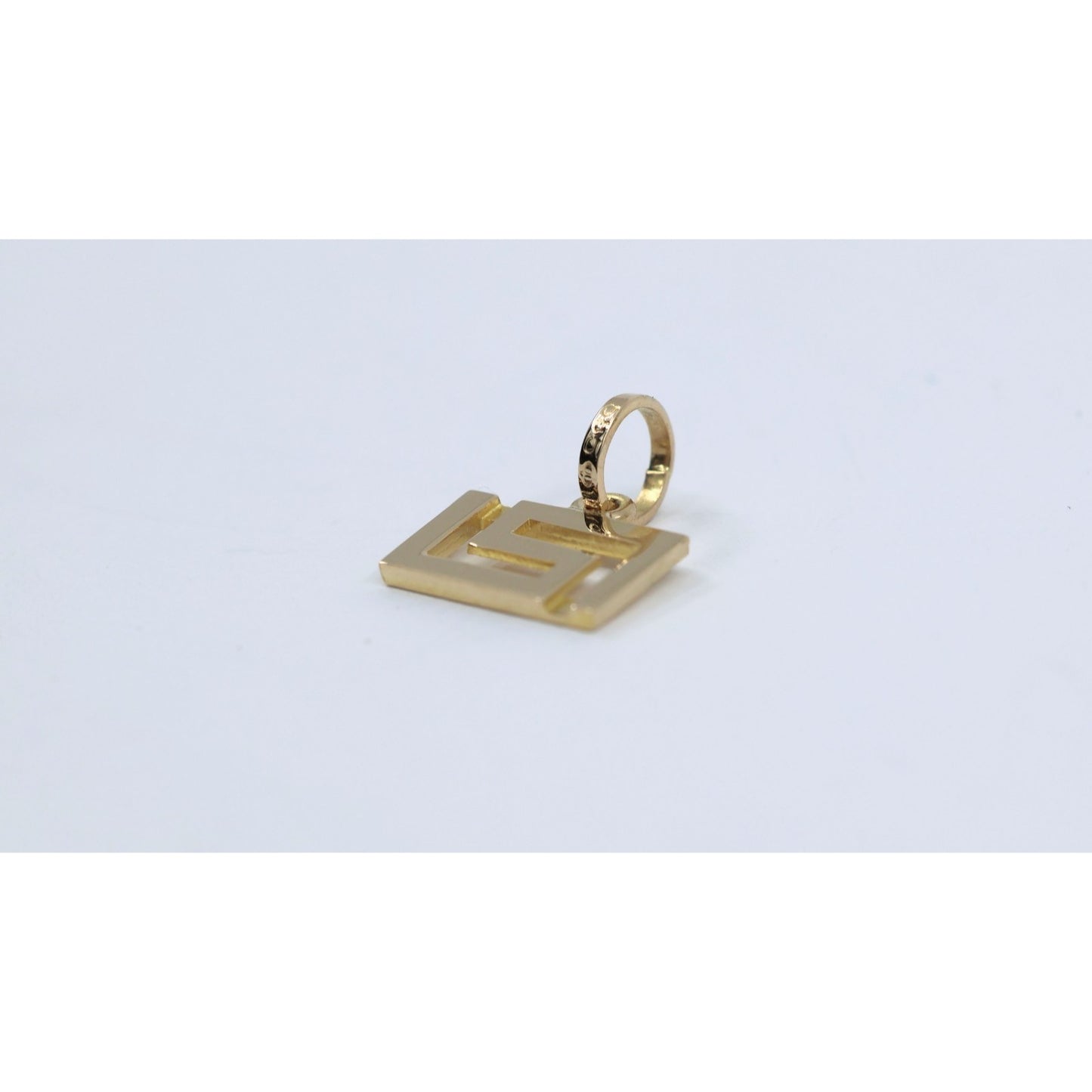 14K Yellow Gold Rectangular Versace Style Charm Pendant