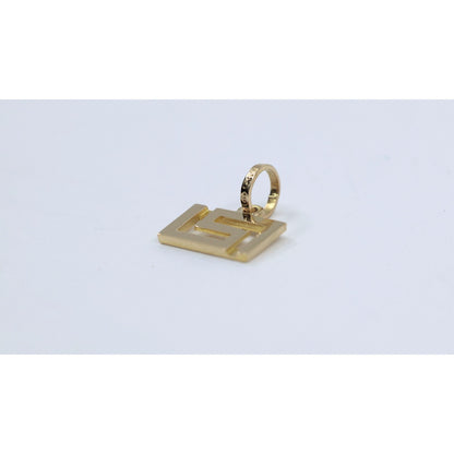 14K Yellow Gold Rectangular Versace Style Charm Pendant