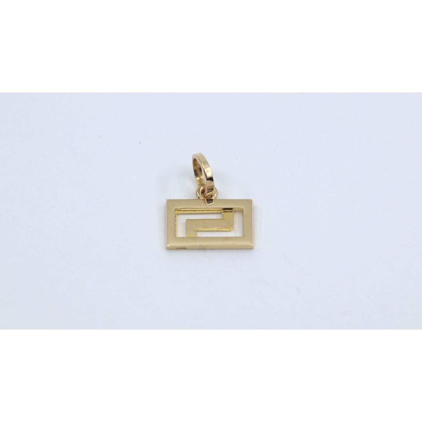 14K Yellow Gold Rectangular Versace Style Charm Pendant
