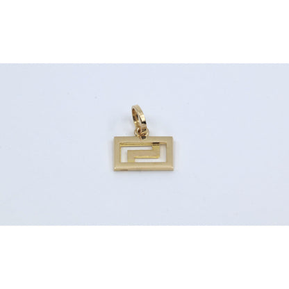 14K Yellow Gold Rectangular Versace Style Charm Pendant