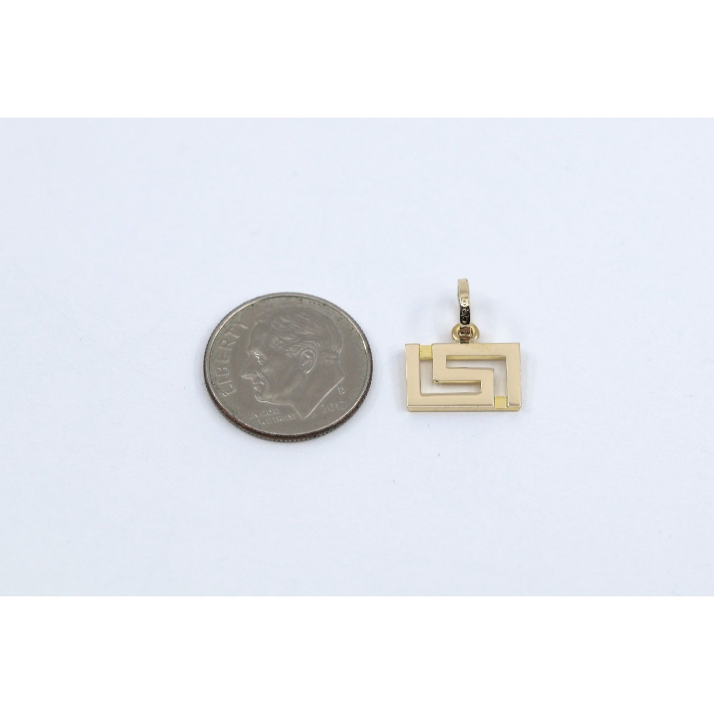 14K Yellow Gold Rectangular Versace Style Charm Pendant