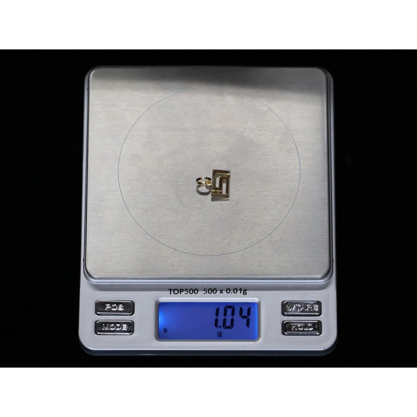 14K Yellow Gold Rectangular Versace Style Charm Pendant