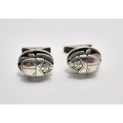 Allan Adler Sterling Silver Scarab Cufflinks 1940s Silversmith to the Stars