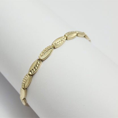 14K Solid Yellow Gold Diamond Cut Tennis Link Bracelet