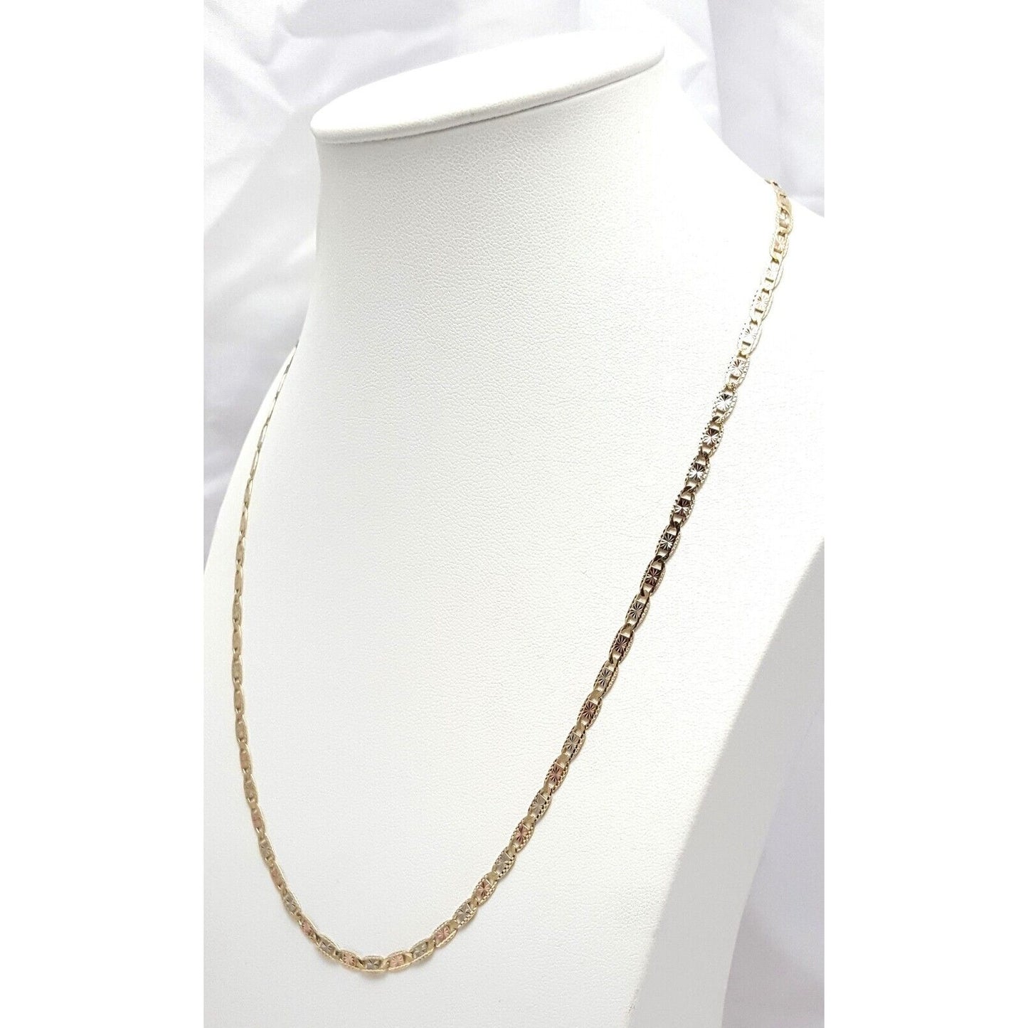 10K Tri Tone Gold Diamond Cut Mariner Link Chain Necklace