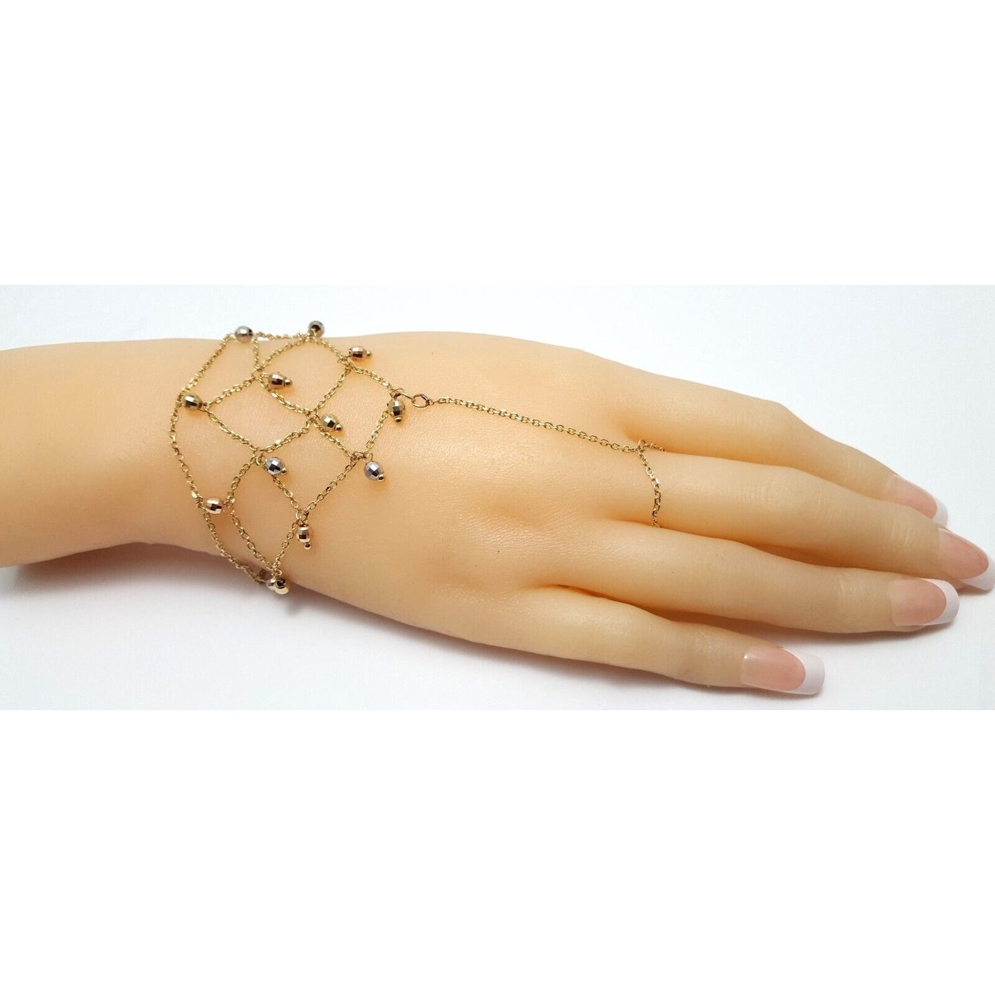 14K Solid Multi Tone Gold Adjustable Slave Link Bracelet