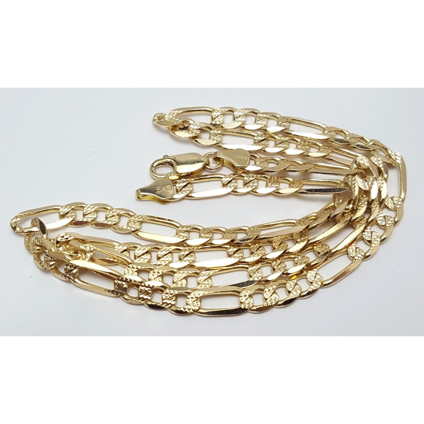 14K Yellow Gold Diamond Cut Figaro Link Chain Necklace